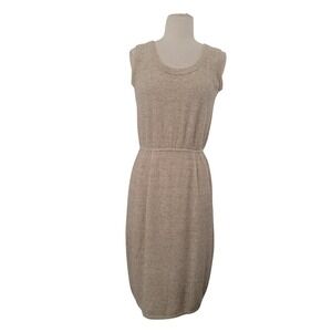 Vintage 80s St. John Neiman Marcus Knit Sweater Dress Sz S Beige Sleeveless